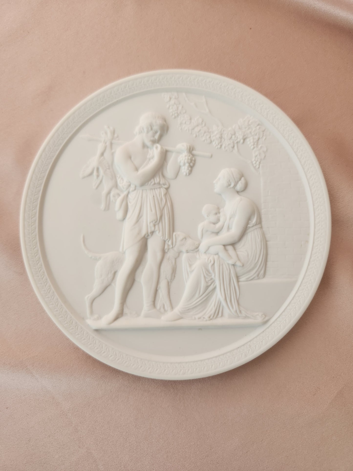 Royal Copenhagen Four Seasons Series "Autumn" Bisque Porcelain 5-1/2" Wall Plaque