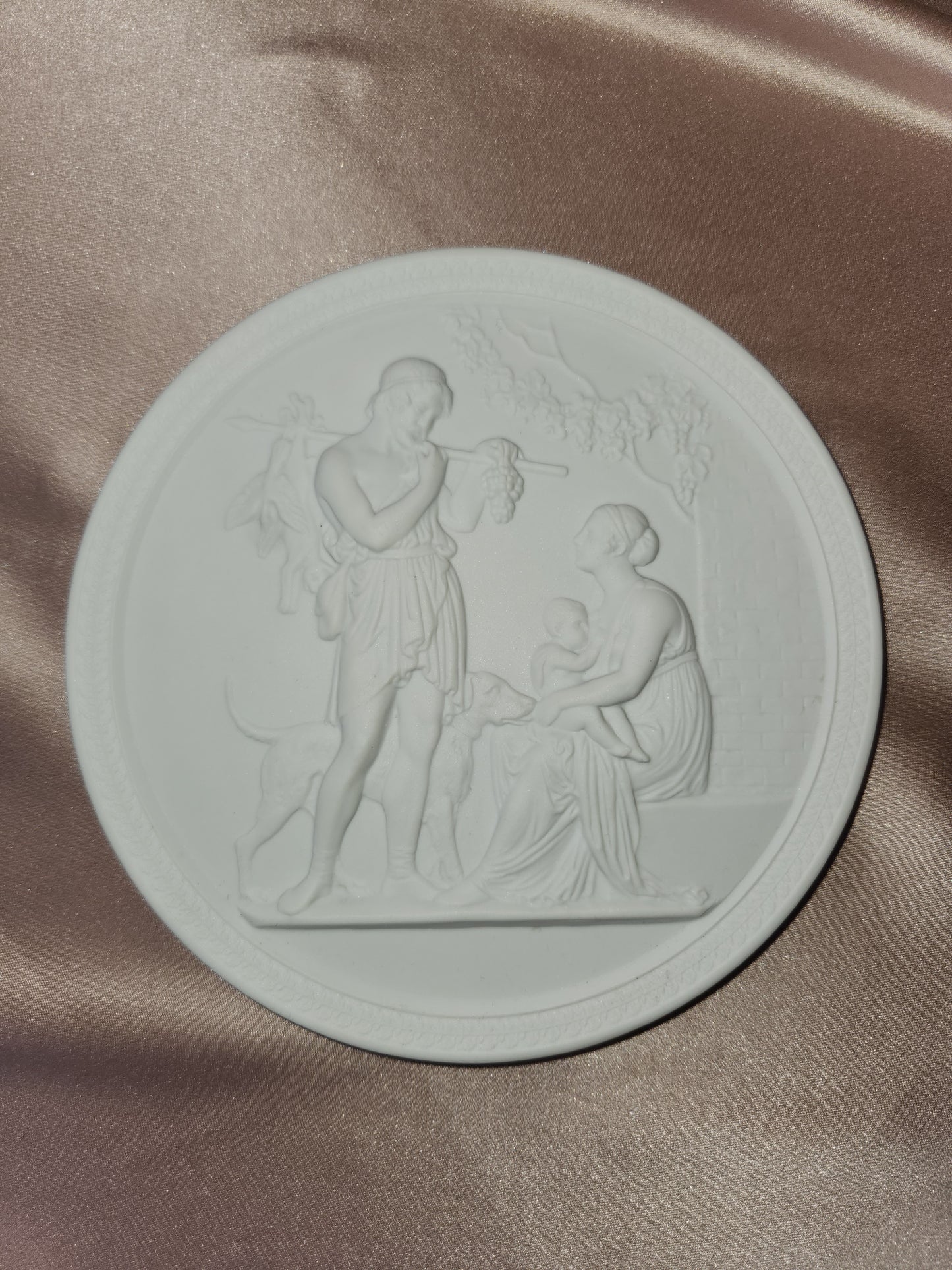 Royal Copenhagen Four Seasons Series "Autumn" Bisque Porcelain 5-1/2" Wall Plaque