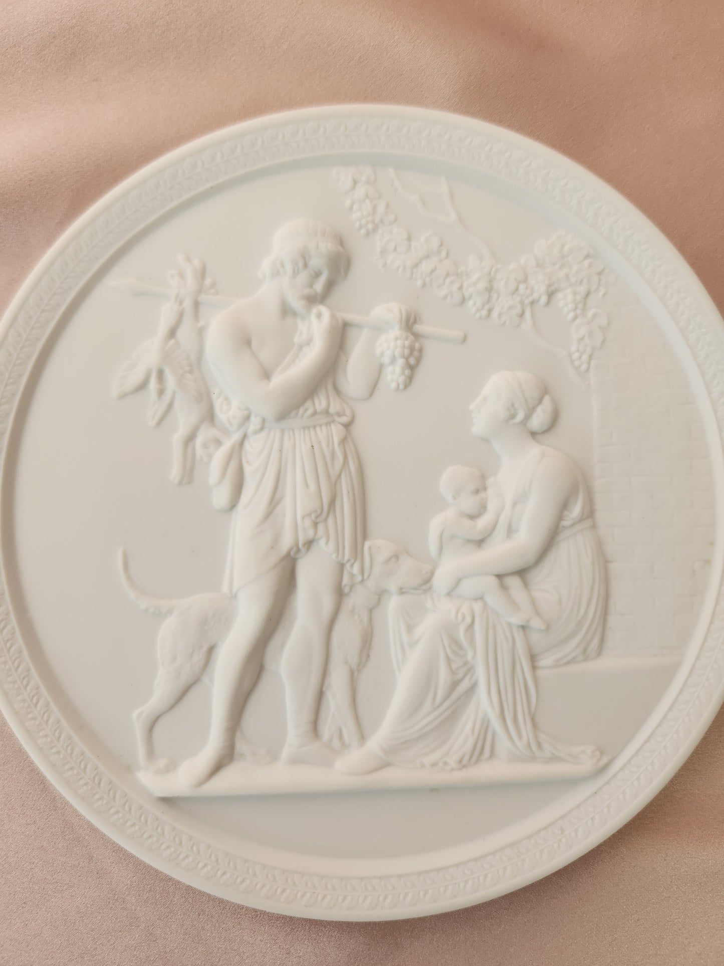 Royal Copenhagen Four Seasons Series "Autumn" Bisque Porcelain 5-1/2" Wall Plaque