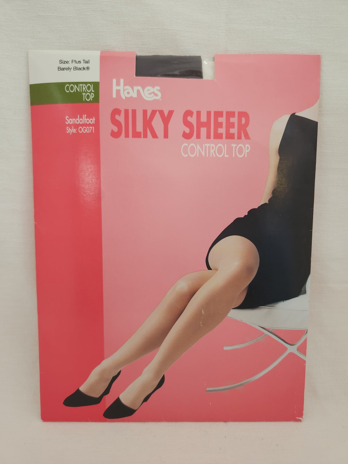Hanes Barely Black Silky Sheer Control Top Sandalfoot Pantyhose - Size: Plus Tall