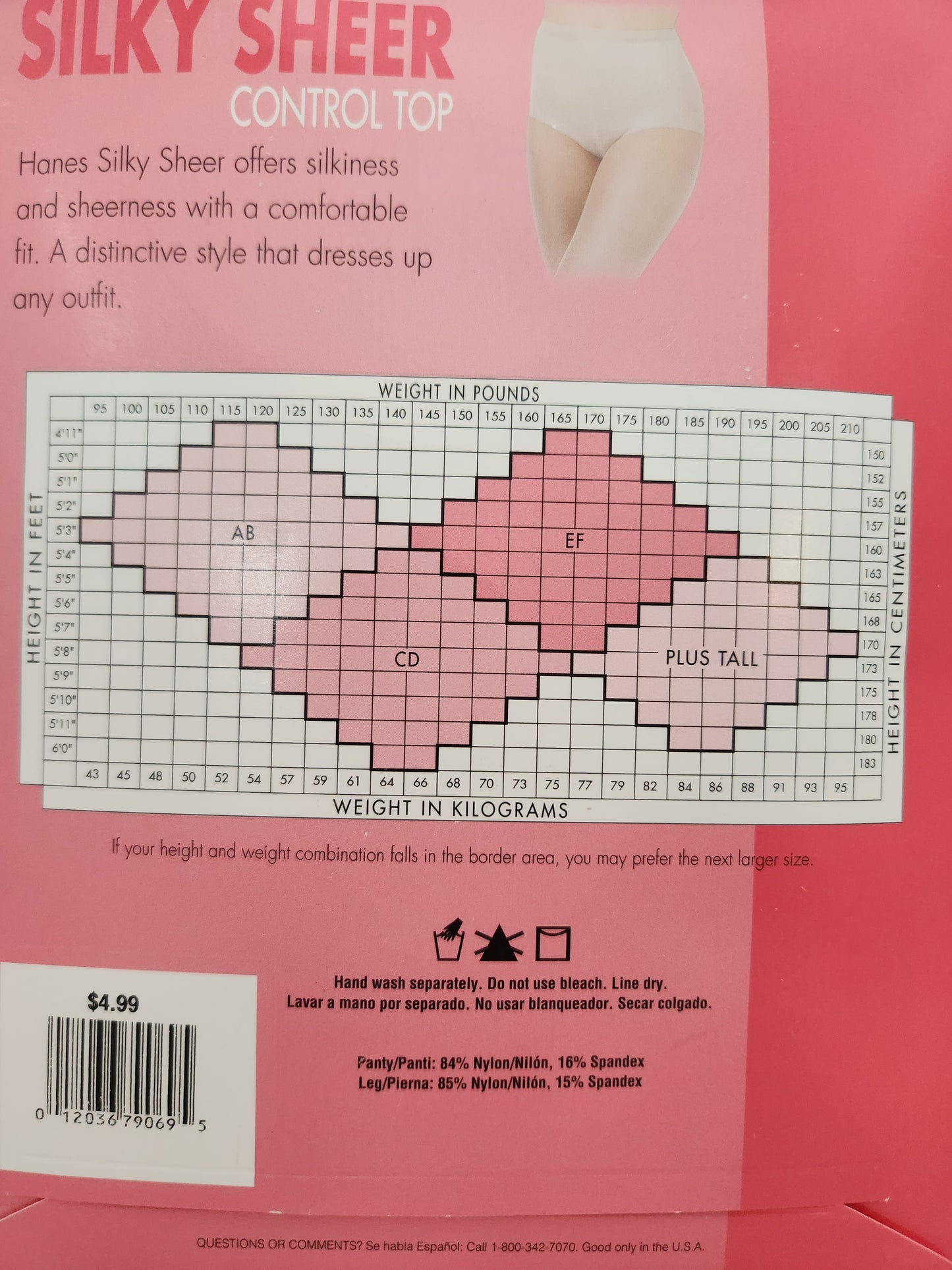 Hanes Barely Black Silky Sheer Control Top Sandalfoot Pantyhose - Size: Plus Tall