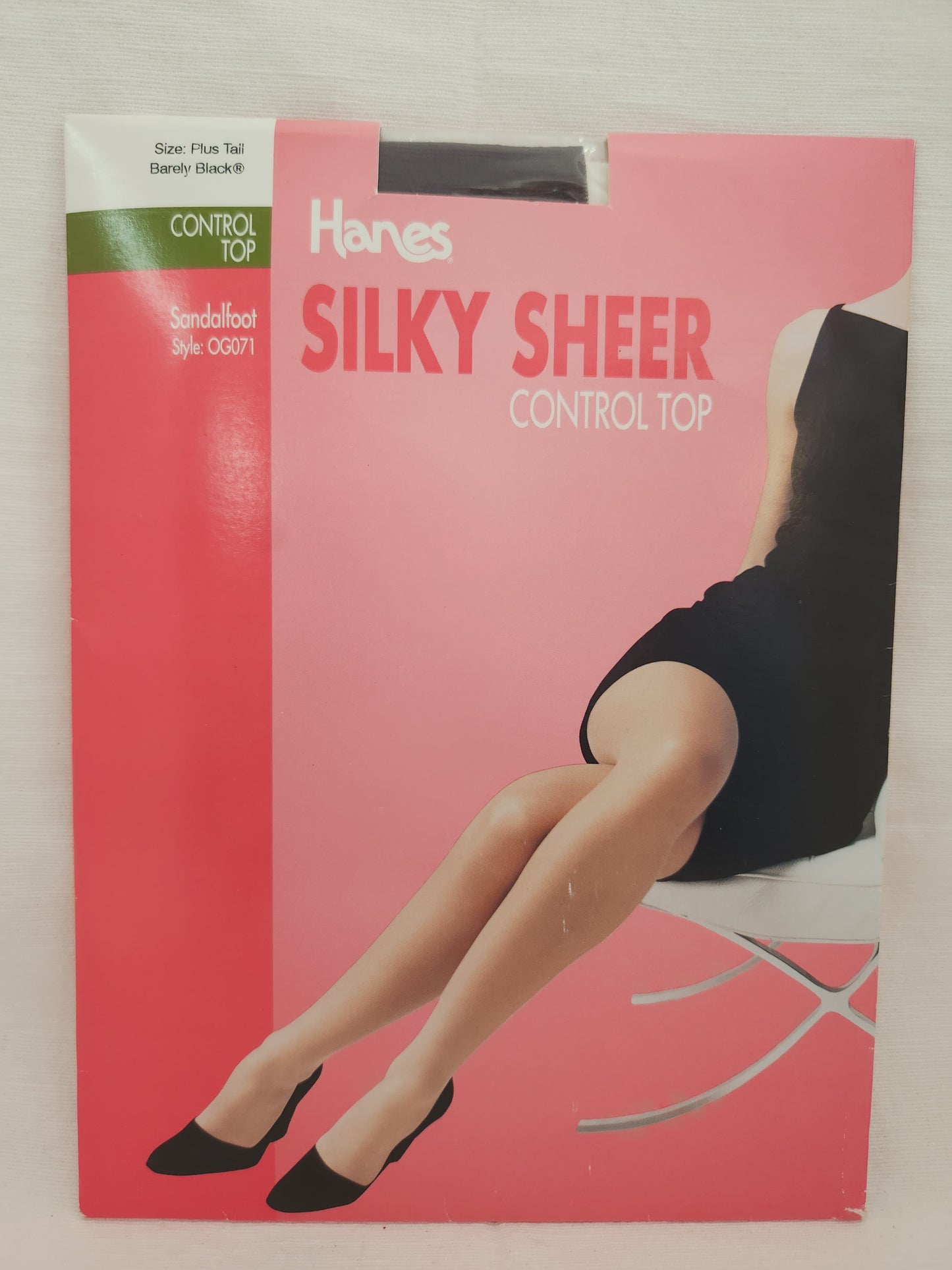 Hanes Barely Black Silky Sheer Control Top Sandalfoot Pantyhose - Size: Plus Tall