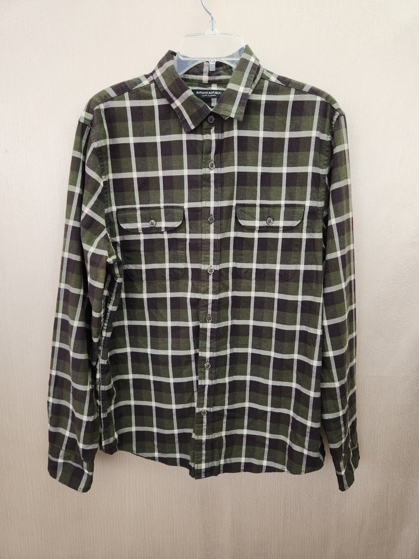 Banana Republic Luxe Flannel Untucked Slim Fit Long Sleeve Shirt - Size: L (46-48)