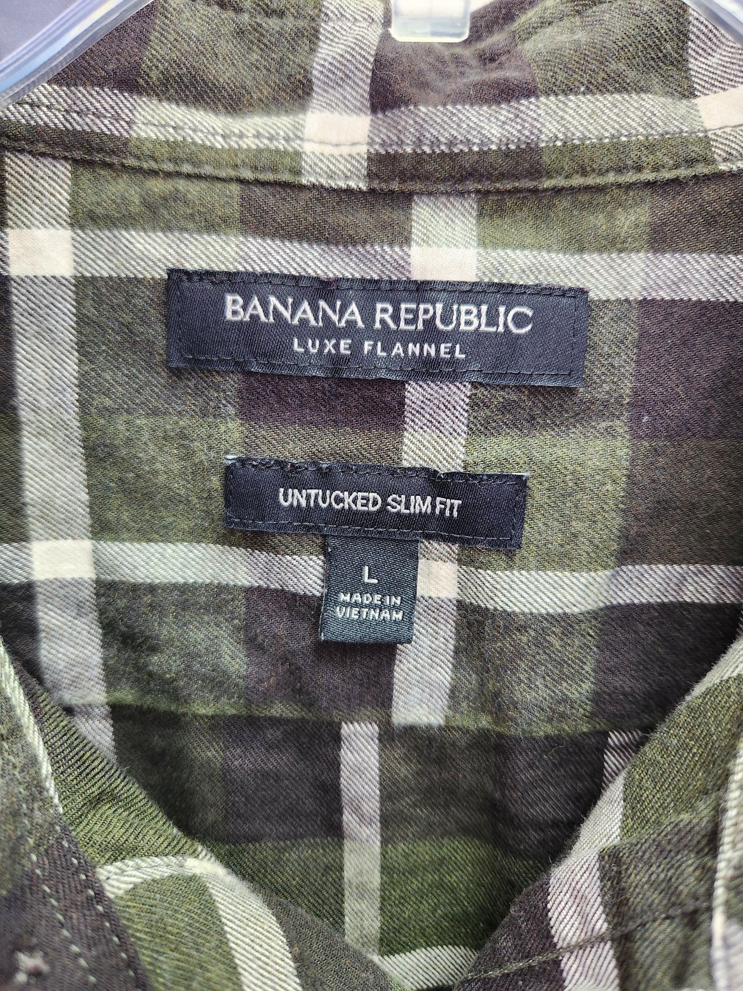 Banana Republic Luxe Flannel Untucked Slim Fit Long Sleeve Shirt - Size: L (46-48)