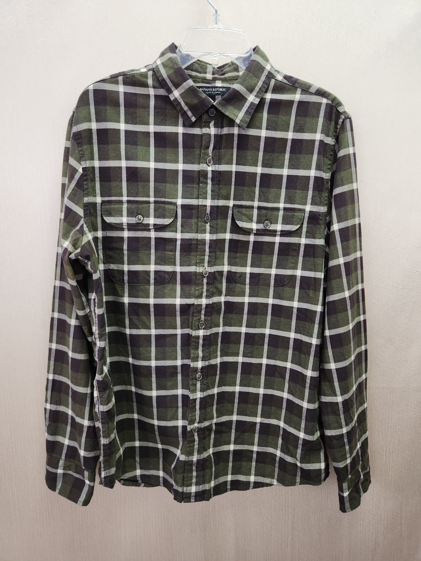 Banana Republic Luxe Flannel Untucked Slim Fit Long Sleeve Shirt - Size: L (46-48)