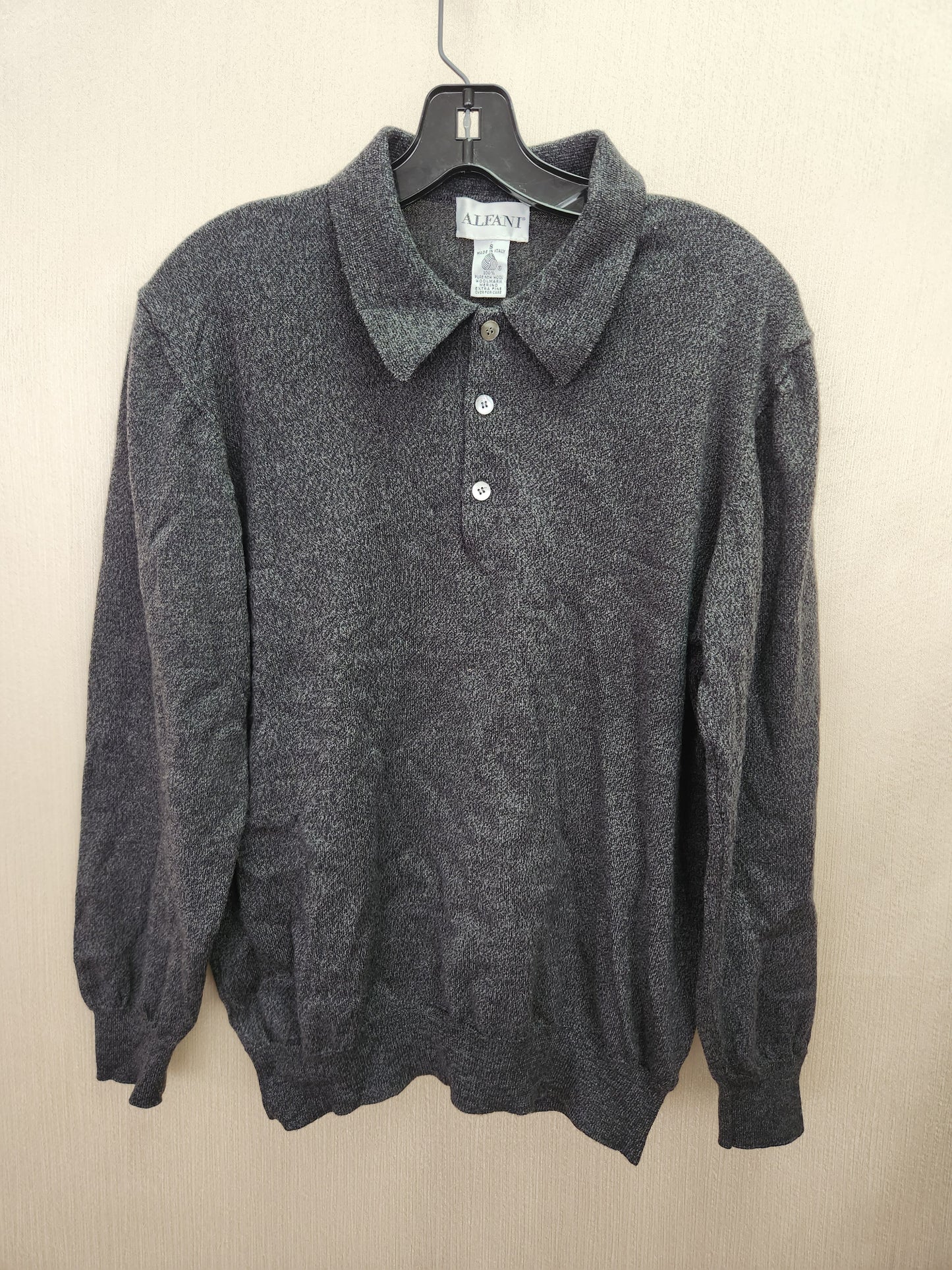 Alfani Dark Gray Extra Fine Italian Merino Wool Polo Sweater - Size: S