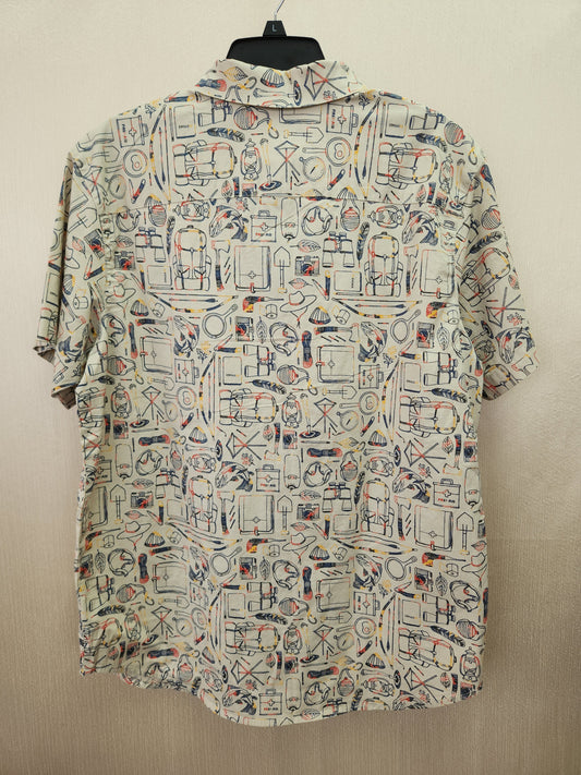 Columbia Tan Rapid Rivers Regular Fit Short Sleeve Button-Up Shirt - Size: M