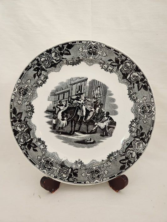 VTG - Mialhe "El Casero" Scene Plate marked "Indian Trafic" Petrus Regout Maastricht