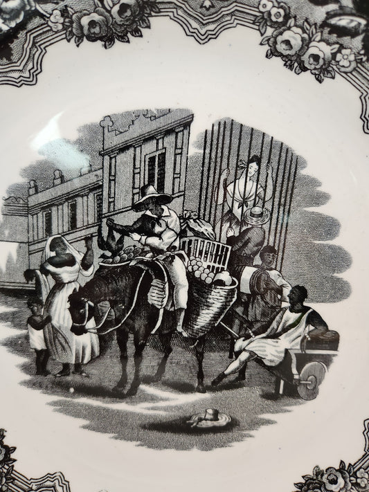 VTG - Mialhe "El Casero" Scene Plate marked "Indian Trafic" Petrus Regout Maastricht