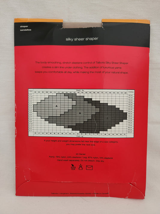 Talbots Silky Sheer Shaper Sandletoe Pantyhose - Size: C