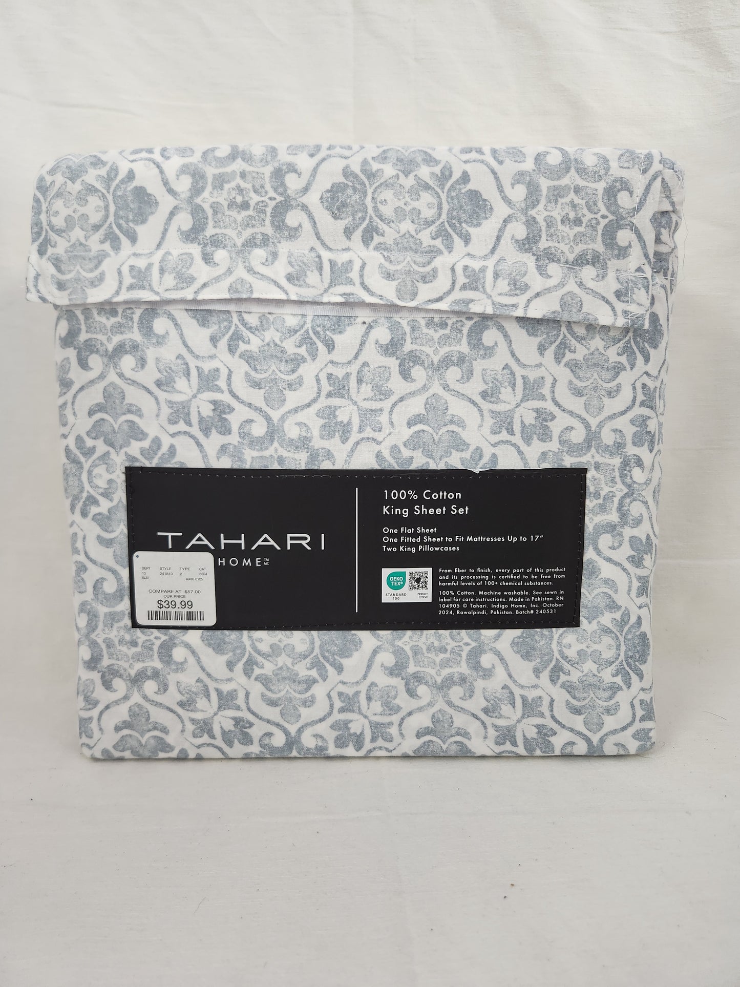 Tahari Home King Size Cotton Sheet Set