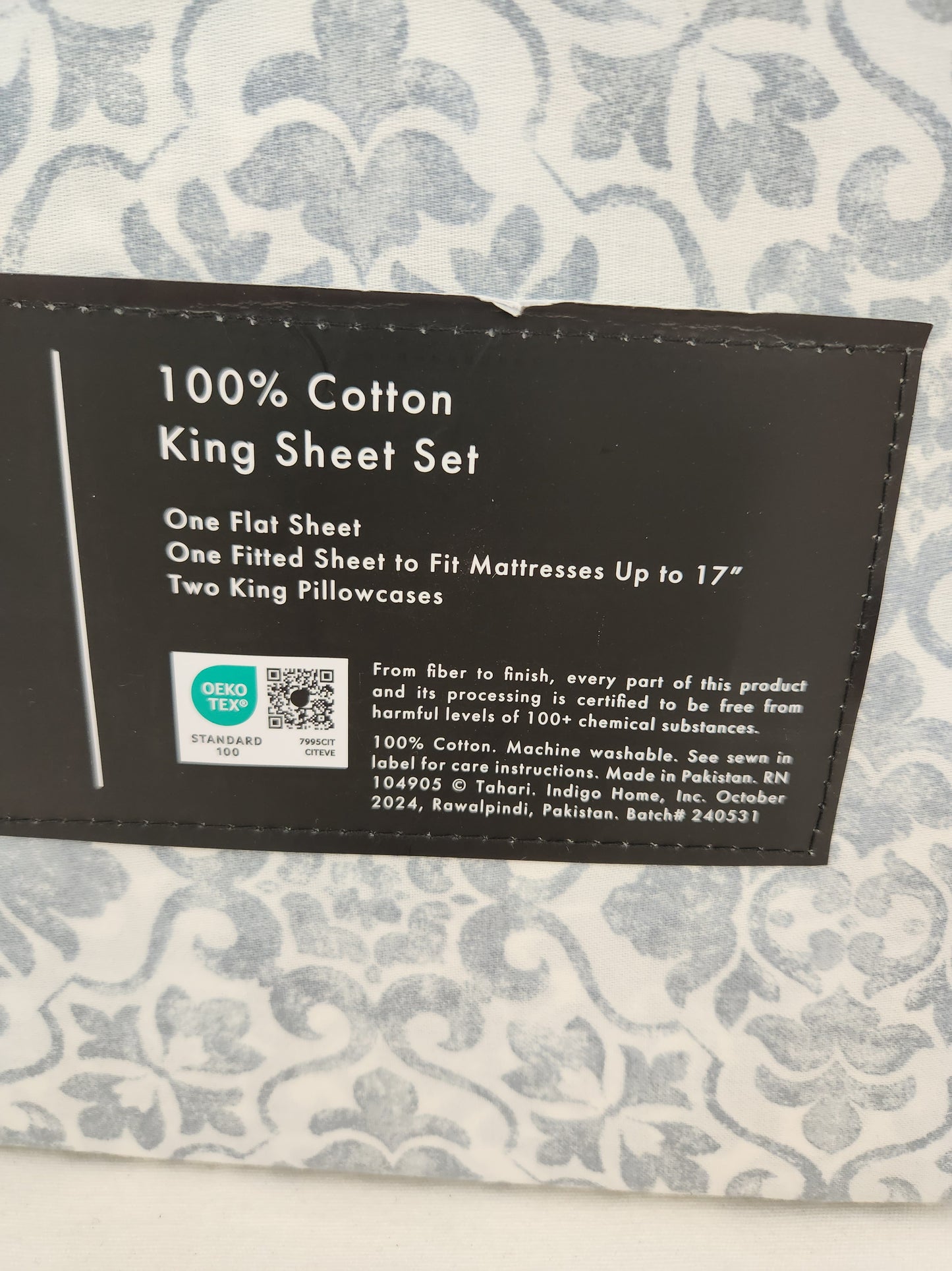 Tahari Home King Size Cotton Sheet Set