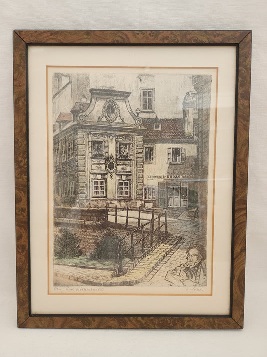 Framed Etching By Hans H. Leisch