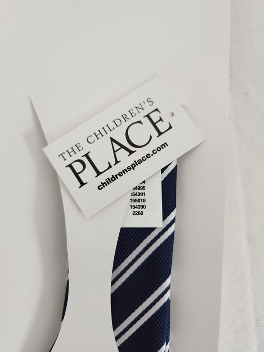 The Children's Place Navy & Silver Striped Necktie - Size: 8-14