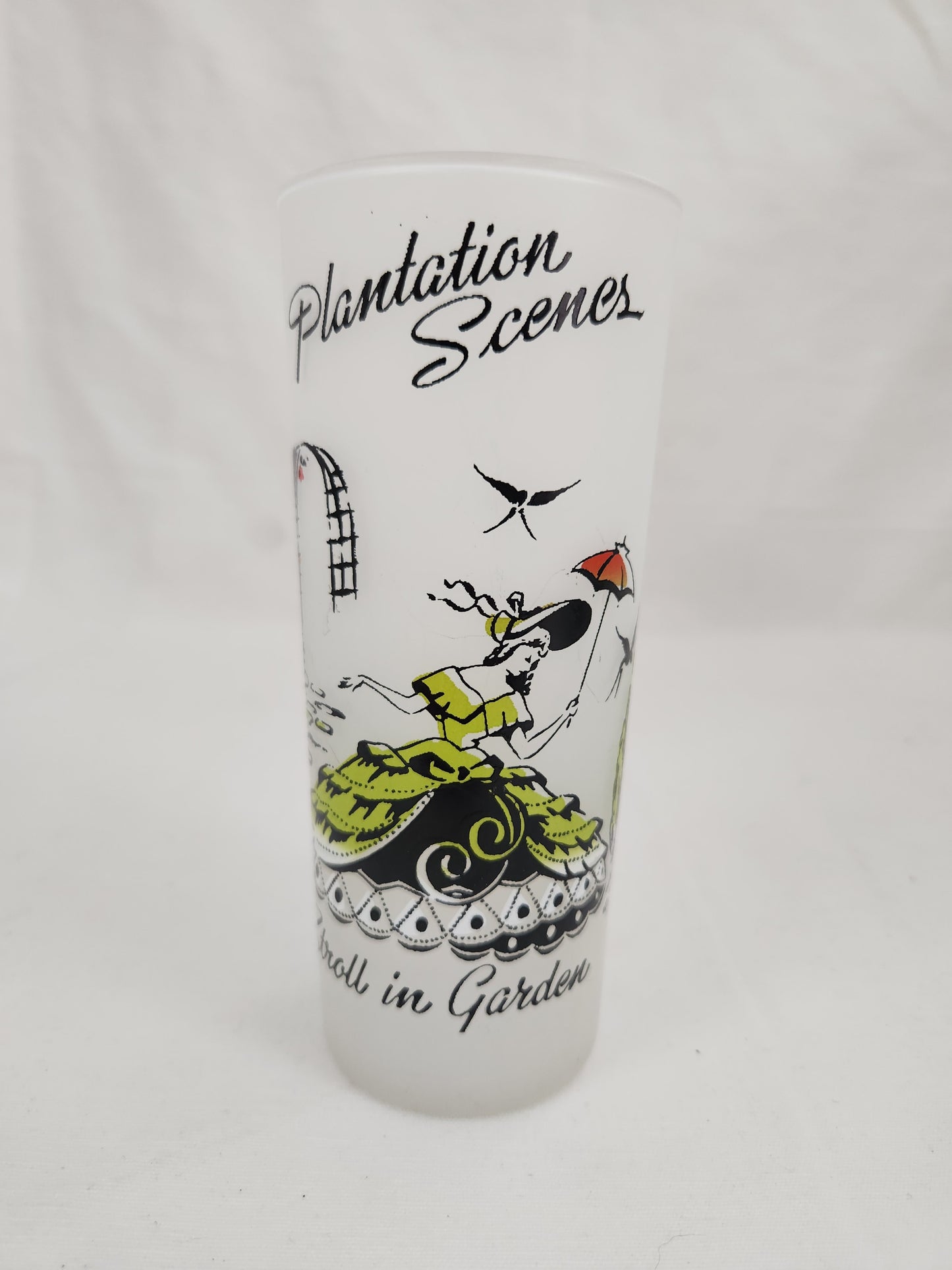 Set of 4 - Libbey Plantation Scenes Frosted Tea Glasses