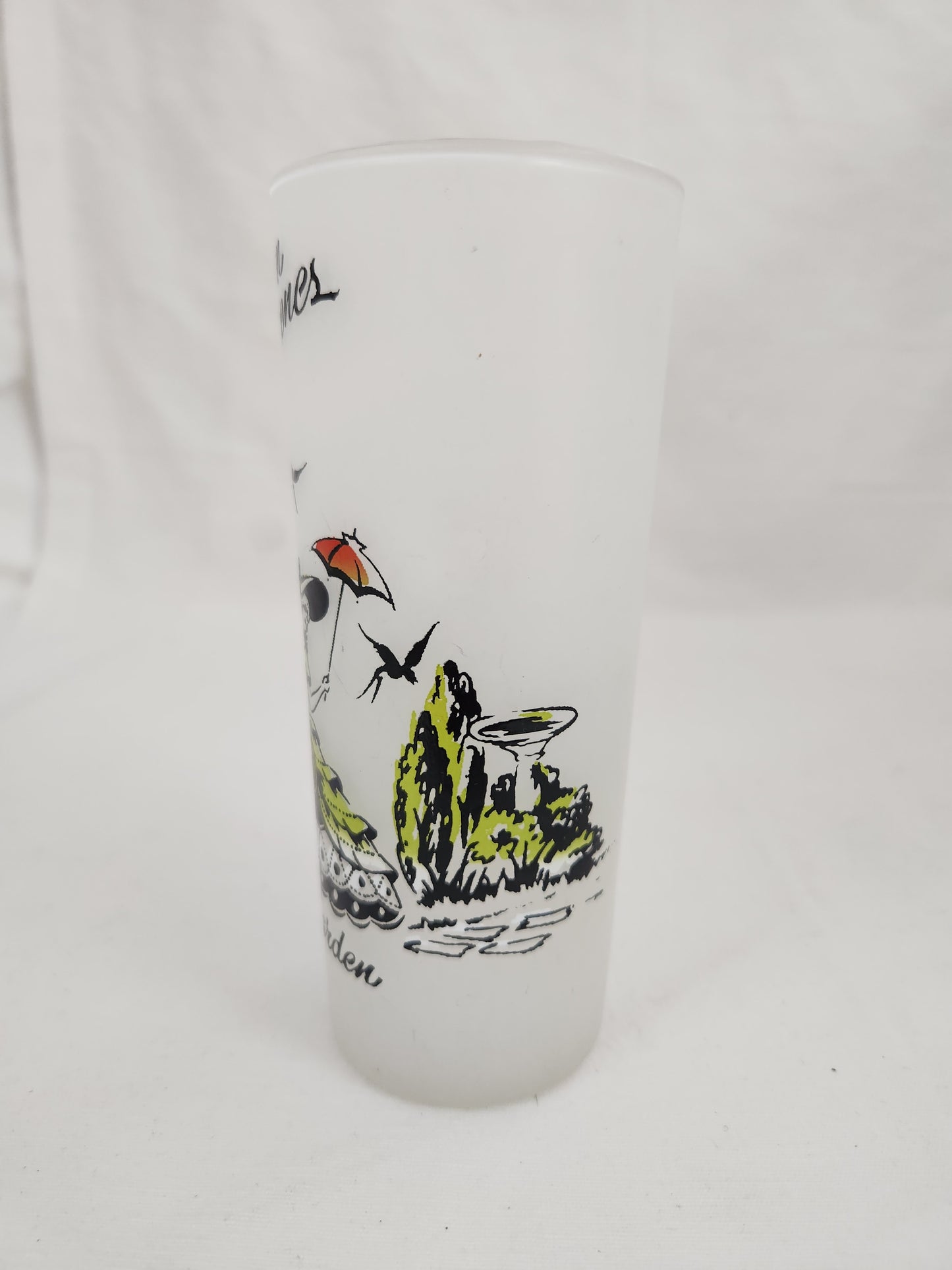 Set of 4 - Libbey Plantation Scenes Frosted Tea Glasses