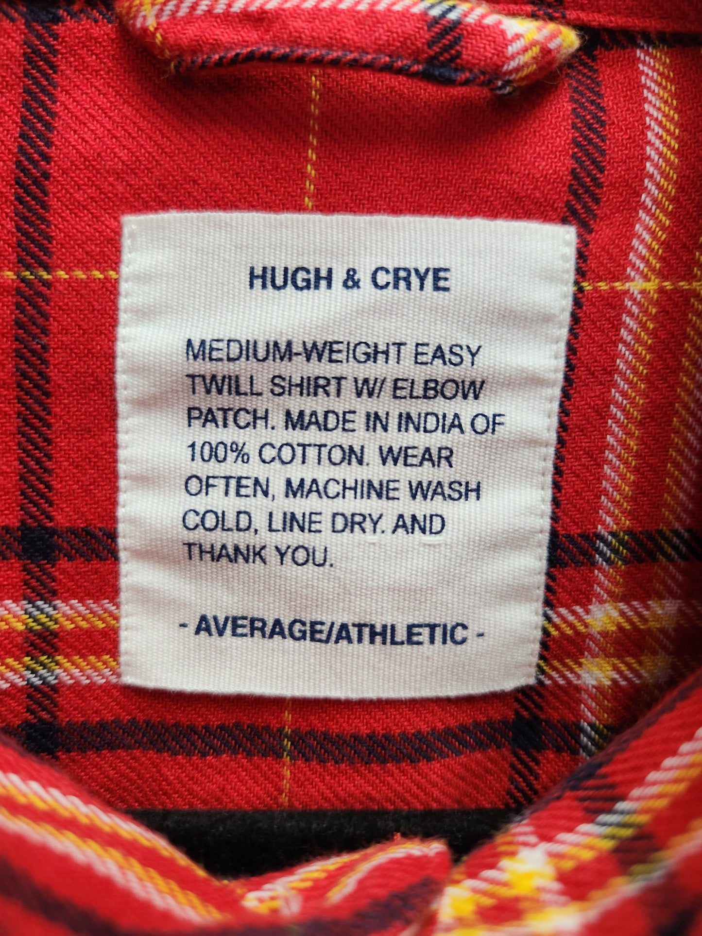 Hugh & Crye Red/Yellow Plaid Swanson Flannel Utility Shirt - Size: Average/Athletic