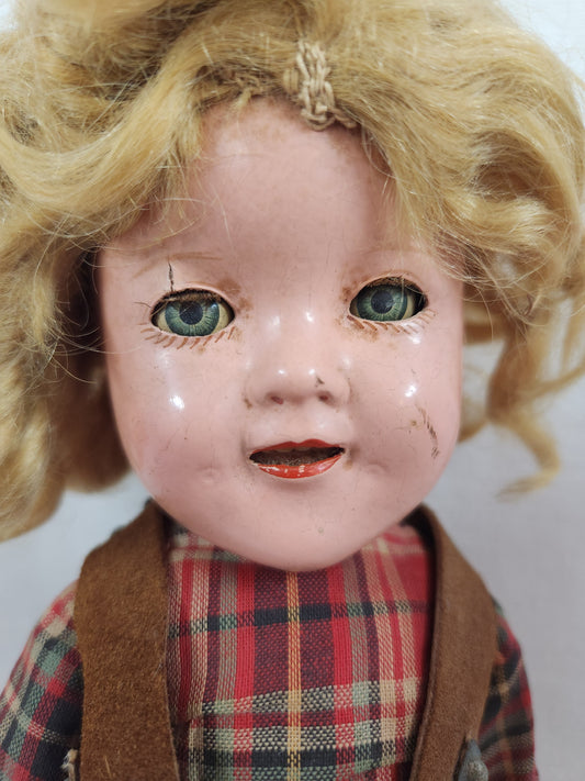VINTAGE 1930's - Shirley Temple 12" Composition Texas Ranger Doll