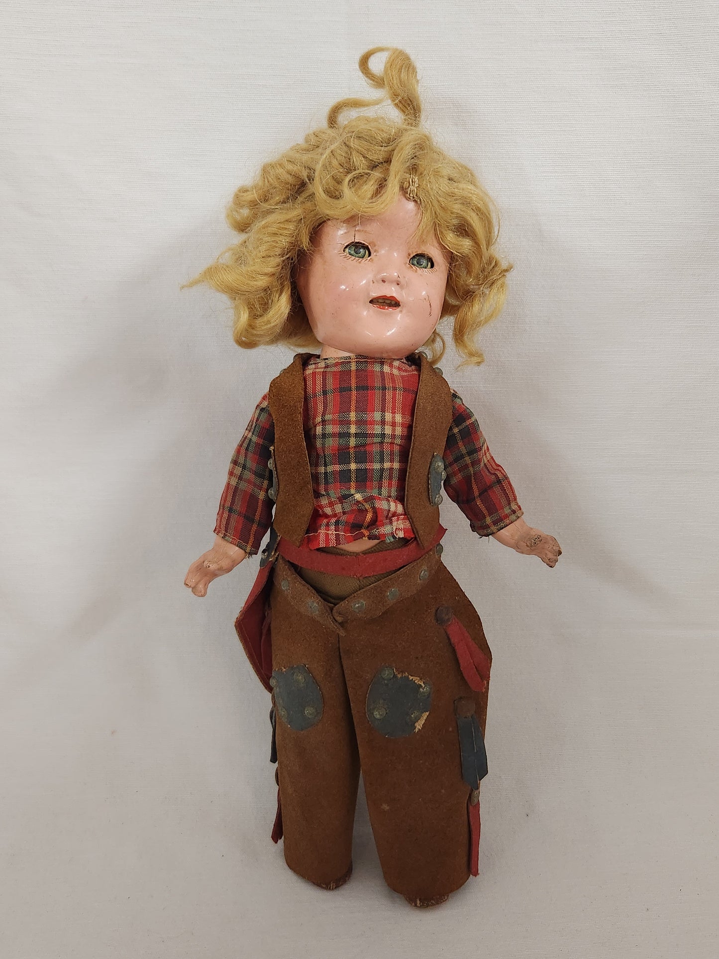 VINTAGE 1930's - Shirley Temple 12" Composition Texas Ranger Doll