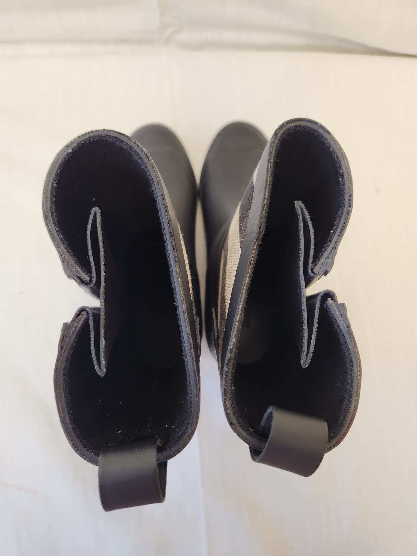 Burberry "Holloway" Mid Buckle Canvas Check Rubber Rain Boots - Size: 37 (US 6-1/2)