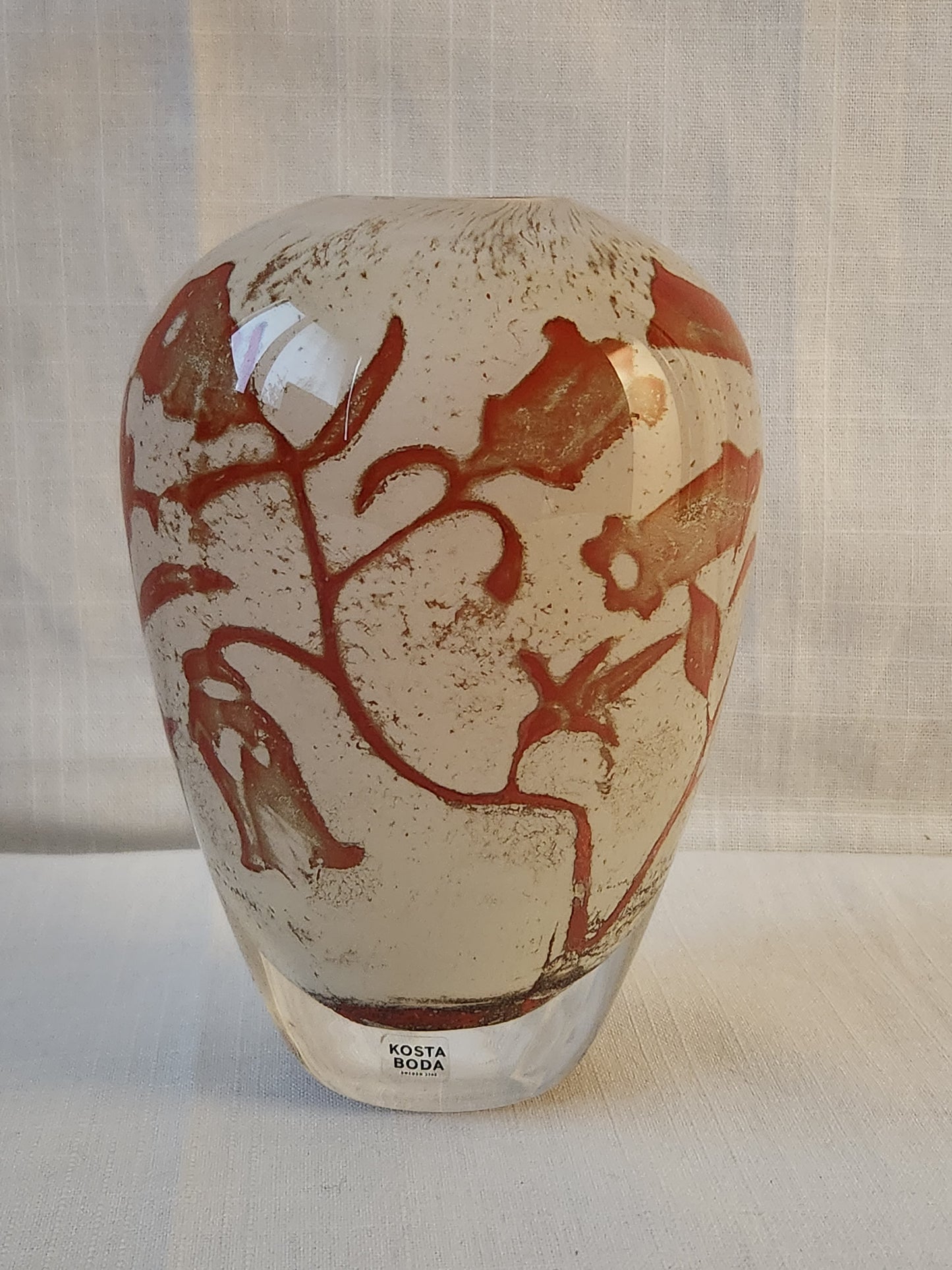 Kosta Boda Art Glass Vase "Floating Flowers" by Olle Brozén