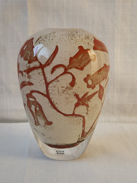 Kosta Boda Art Glass Vase "Floating Flowers" by Olle Brozén