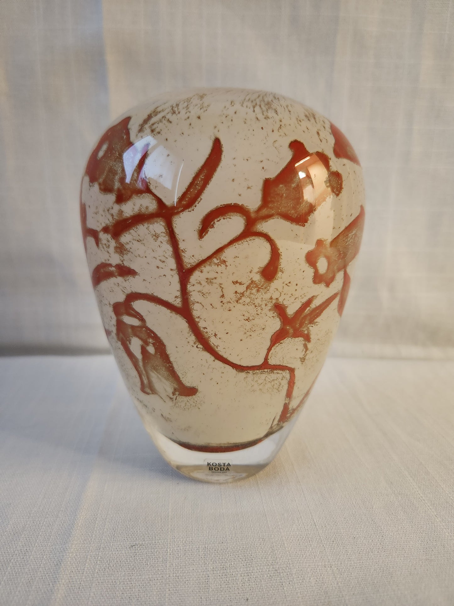 Kosta Boda Art Glass Vase "Floating Flowers" by Olle Brozén