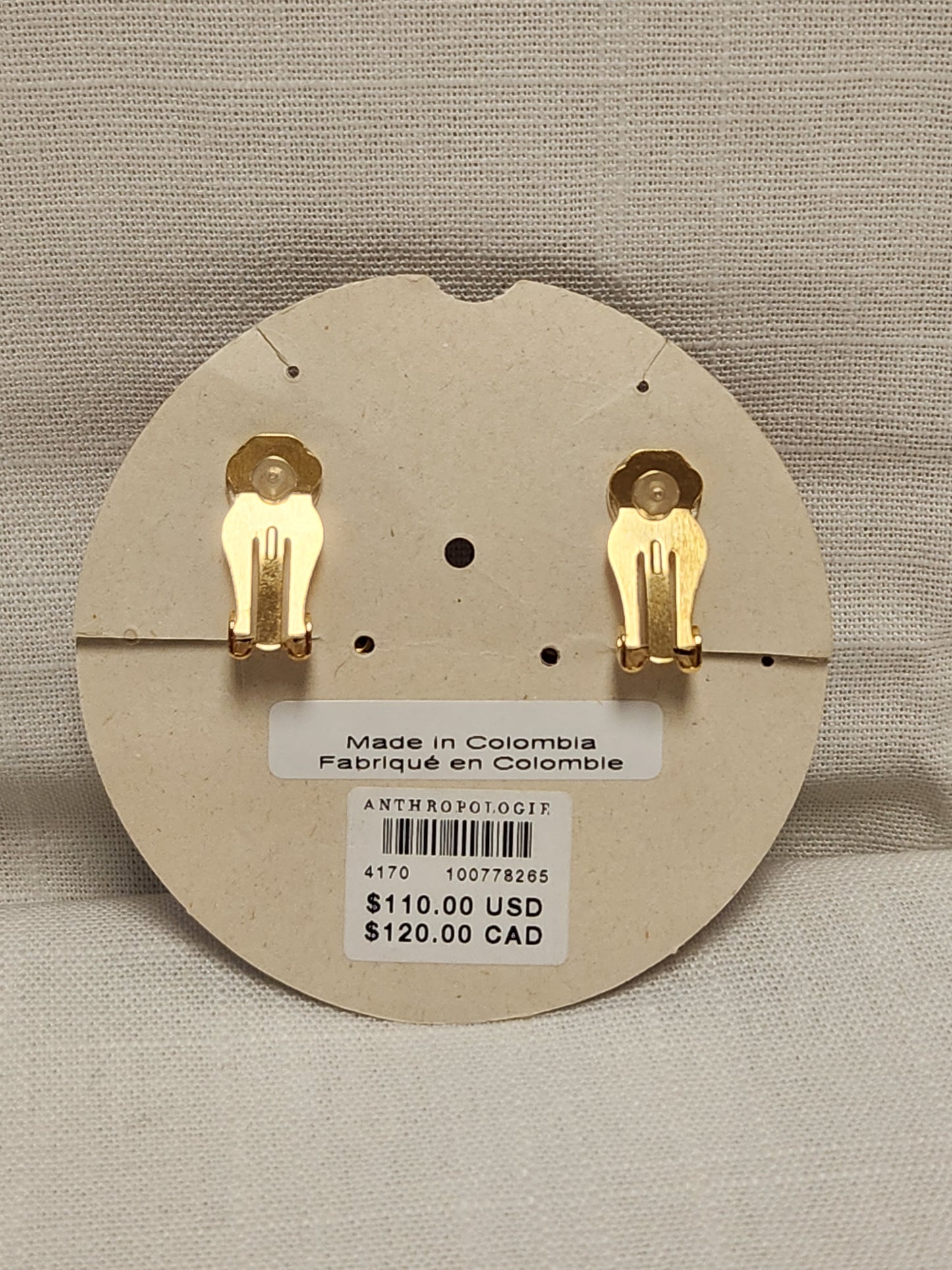 NWT - Mercedes Salazar Woven Raffia Clip-on Earrings with Ruby Red Stone