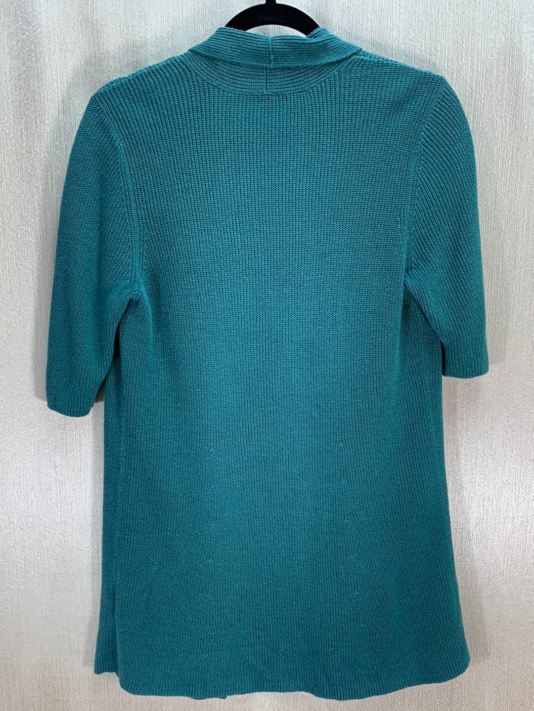 EILEEN FISHER turquoise blue Cotton Blend Short Sleeve Open Cardigan - L