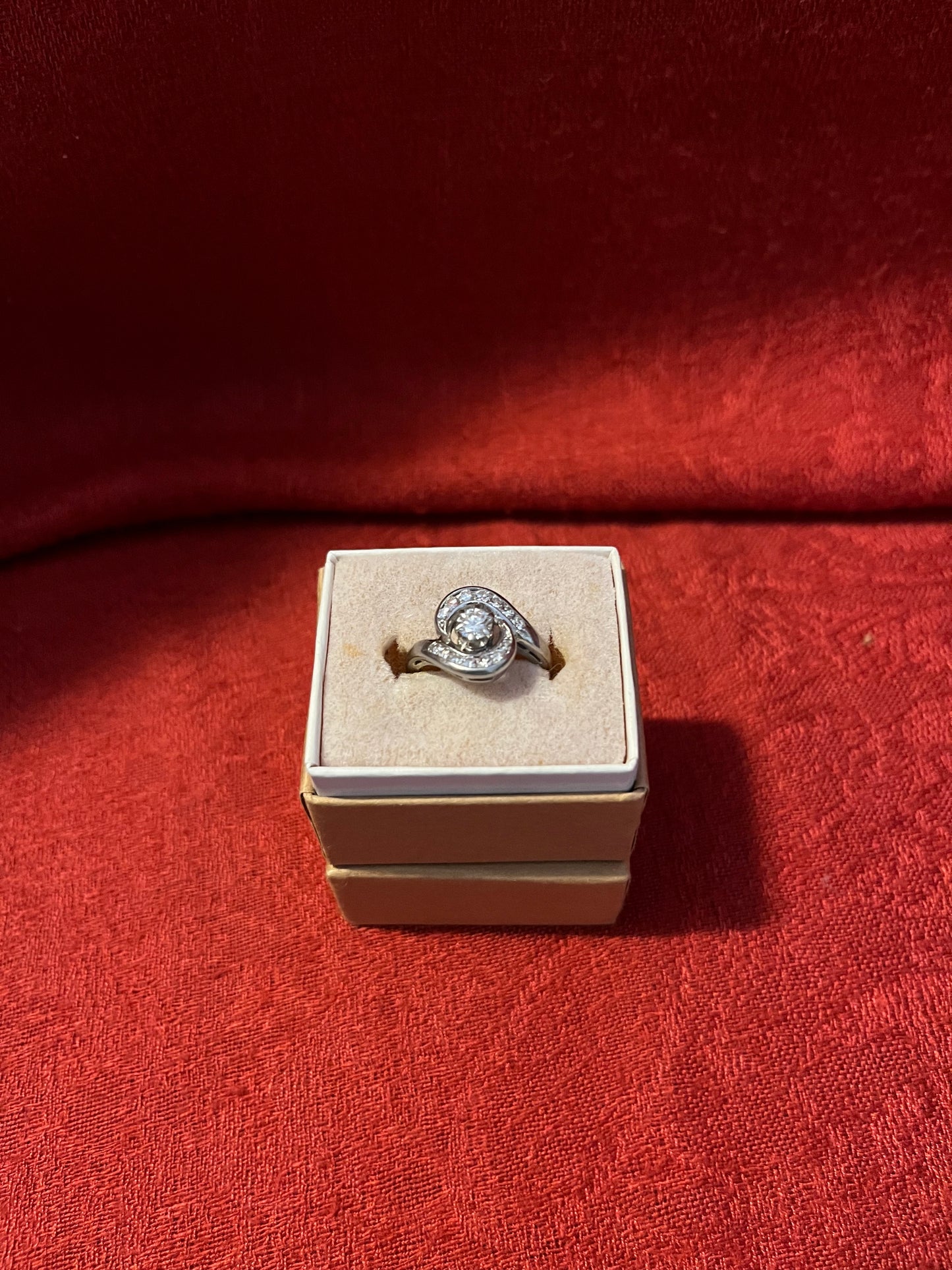 Vintage 18KT White Gold and Diamond Cocktail Ring-Size 5