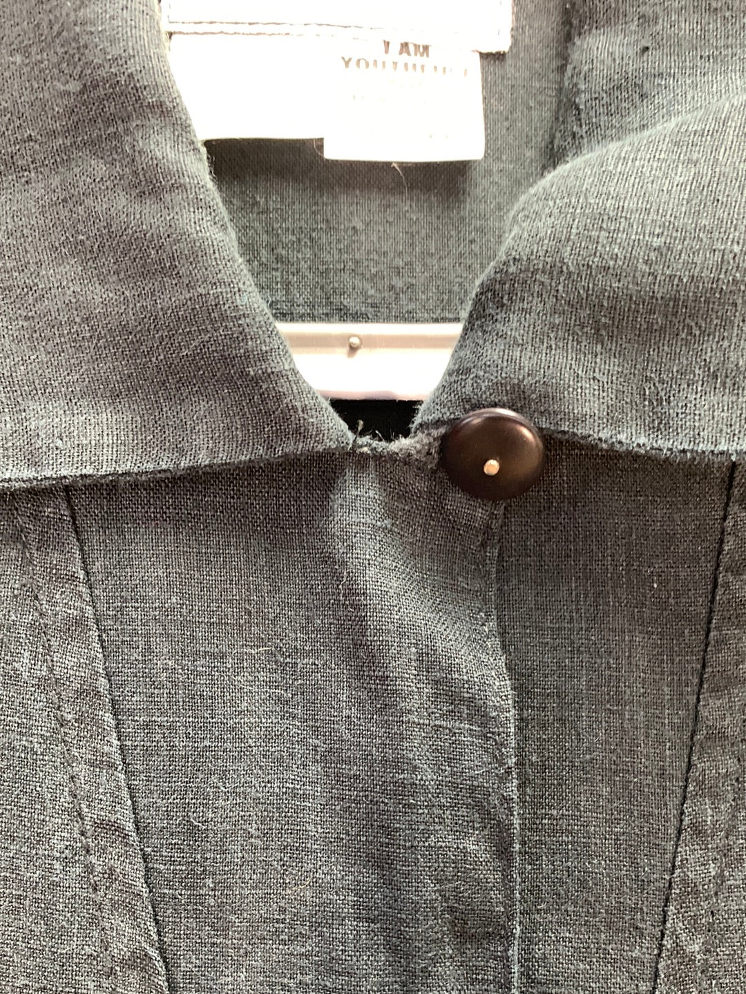 FLAX JEANNE ENGELHART faded black Linen Button Up Short Sleeve Top - L –  CommunityWorx Thrift Online