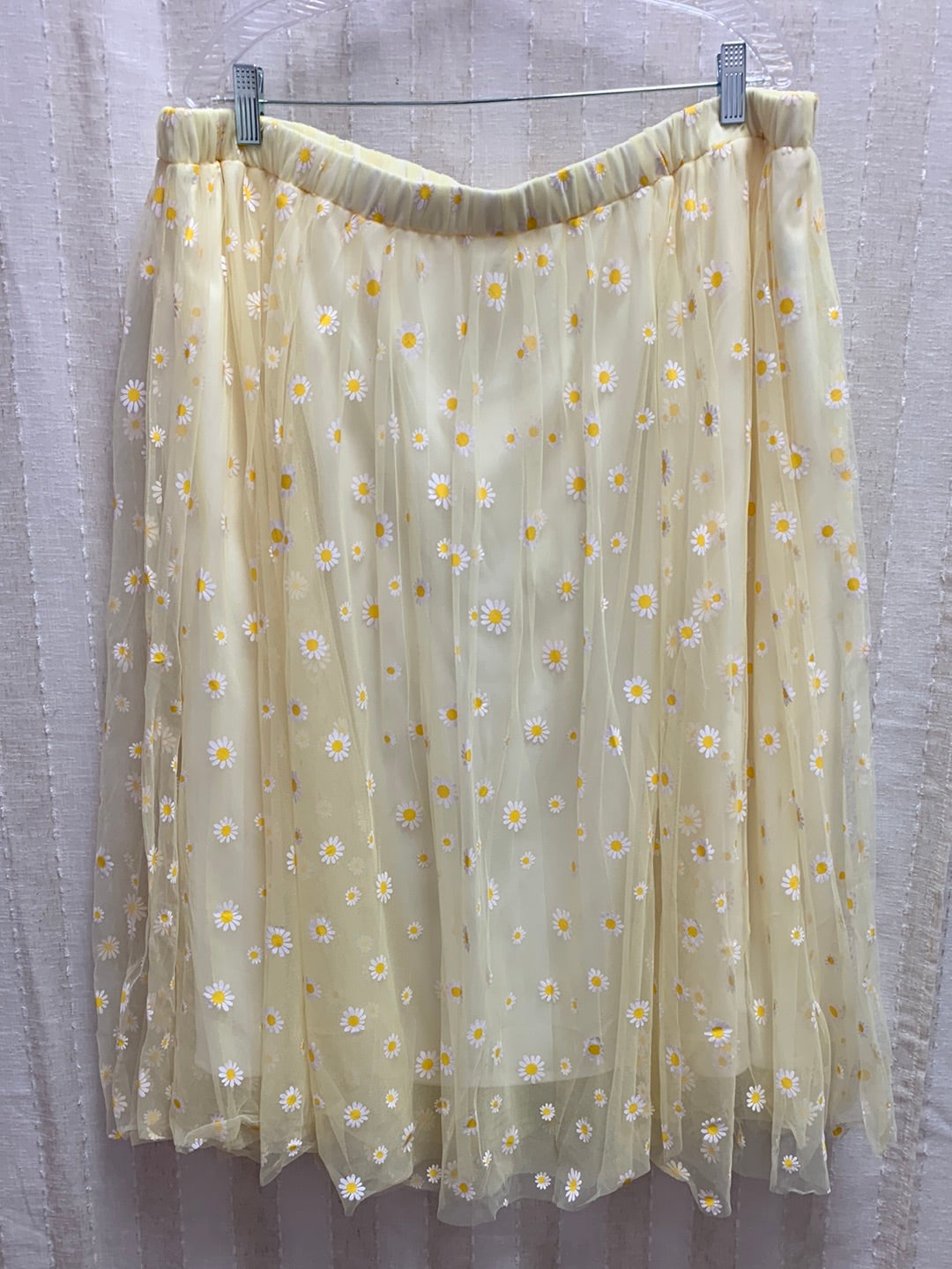UNIQUE VINTAGE yellow floral Daisy Tulle Skirt - 3X / 20