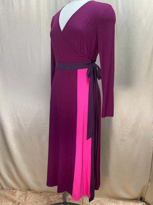NWT - BODEN plum purple pink Long Sleeve Jersey Wrap Maxi Dress - US 10P