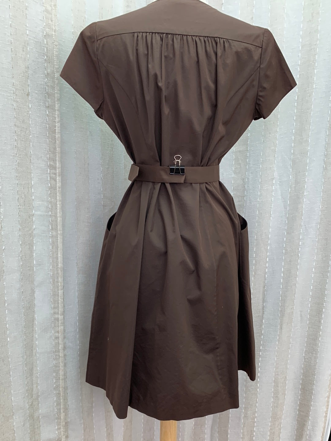 BROOKS BROTHERS brown Cotton Silk Short Sleeve Wrap Dress - 6P