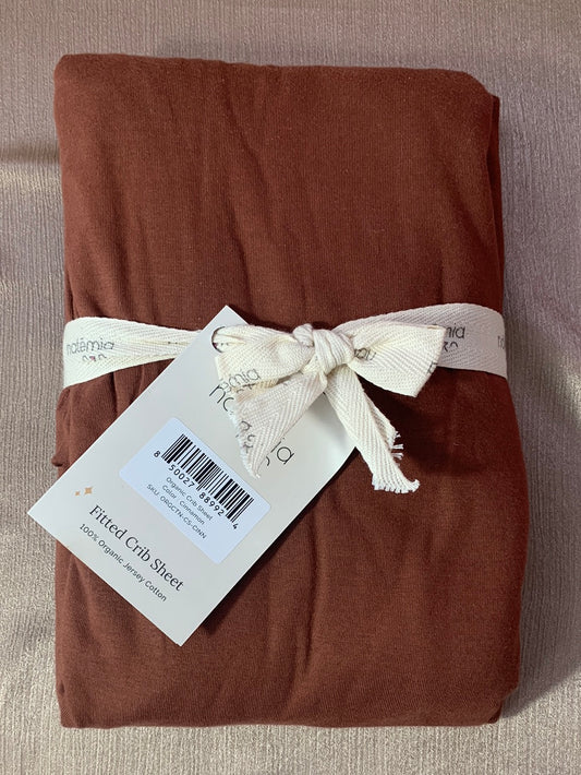 NWT - NATEMIA cinnamon brown Organic Cotton Jersey Fitted Crib Sheet