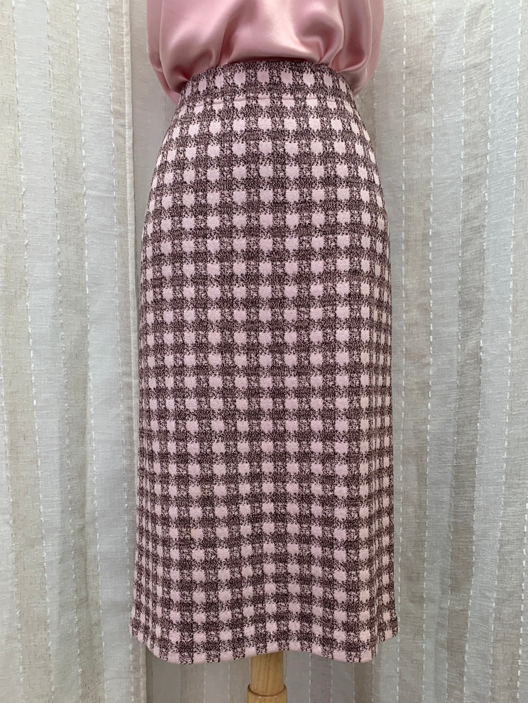ST JOHN COLLECTION / MARIE GRAY pink brown Knit Texture Pull On Midi Skirt - 10
