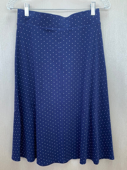 LANDS END navy blue dot A-line Midi Pull On Skirt - XS / 2-4