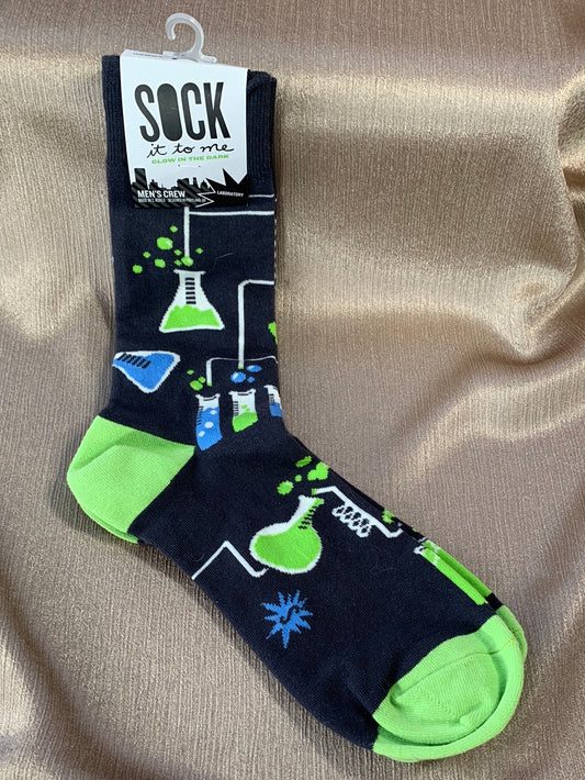 NWT - SOCK IT TO ME gray green Glow Chemistry Print Socks - Shoe 7-13