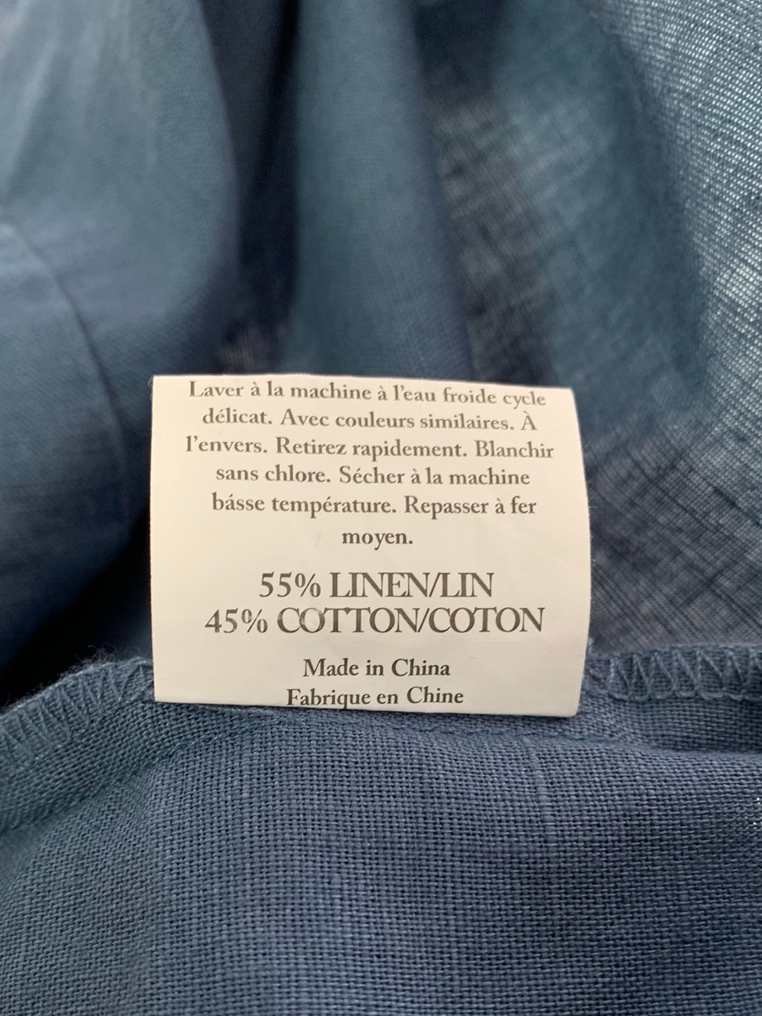 GRAE COVE blue Linen Cotton Button Up Short Sleeve Blouse - S