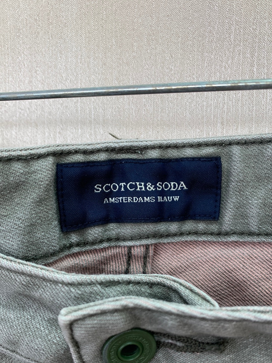 SCOTCH & SODA olive green Skim Slim Fit Garment-Dyed Jeans - W34 L34