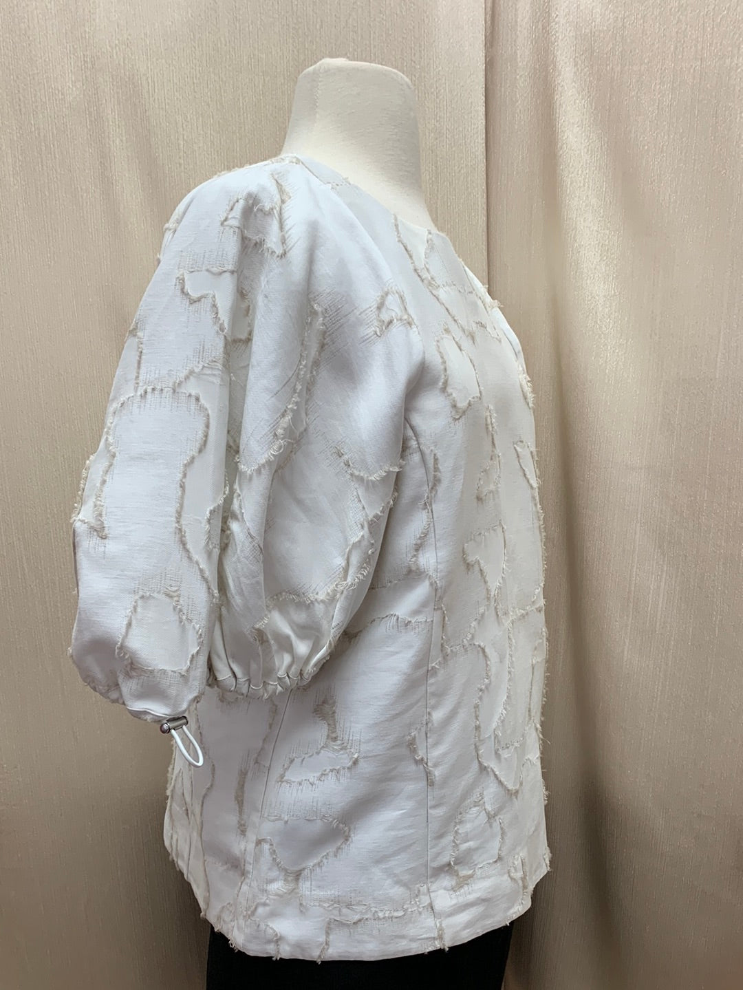NWT - COS white beige Texture Pattern Puff Sleeve Shirt - US 8