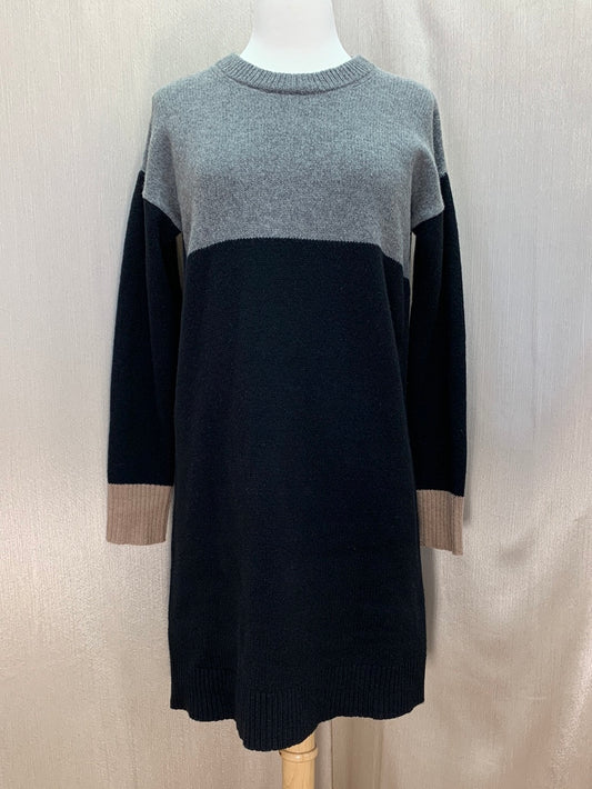 MADEWELL black gray tan Wool Colorblock Long Sleeve Sweater Dress - XS