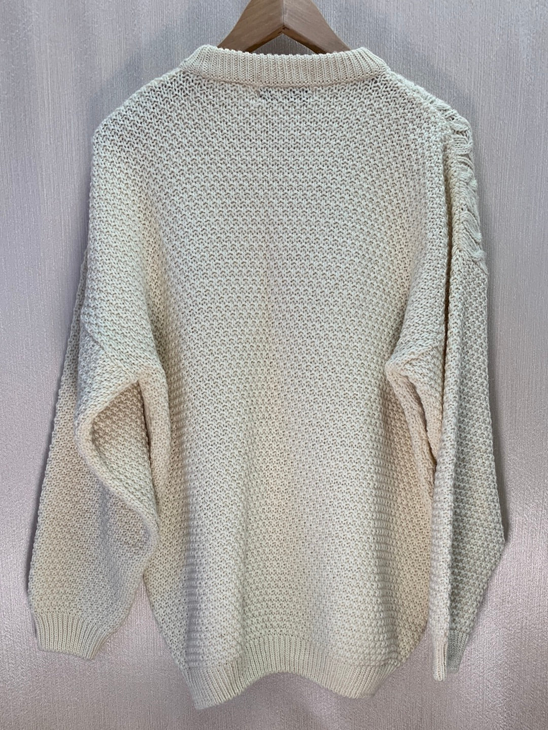 Vintage - HIGHLAND HOME ivory Wool Cable Knit Fisherman Sweater - XL