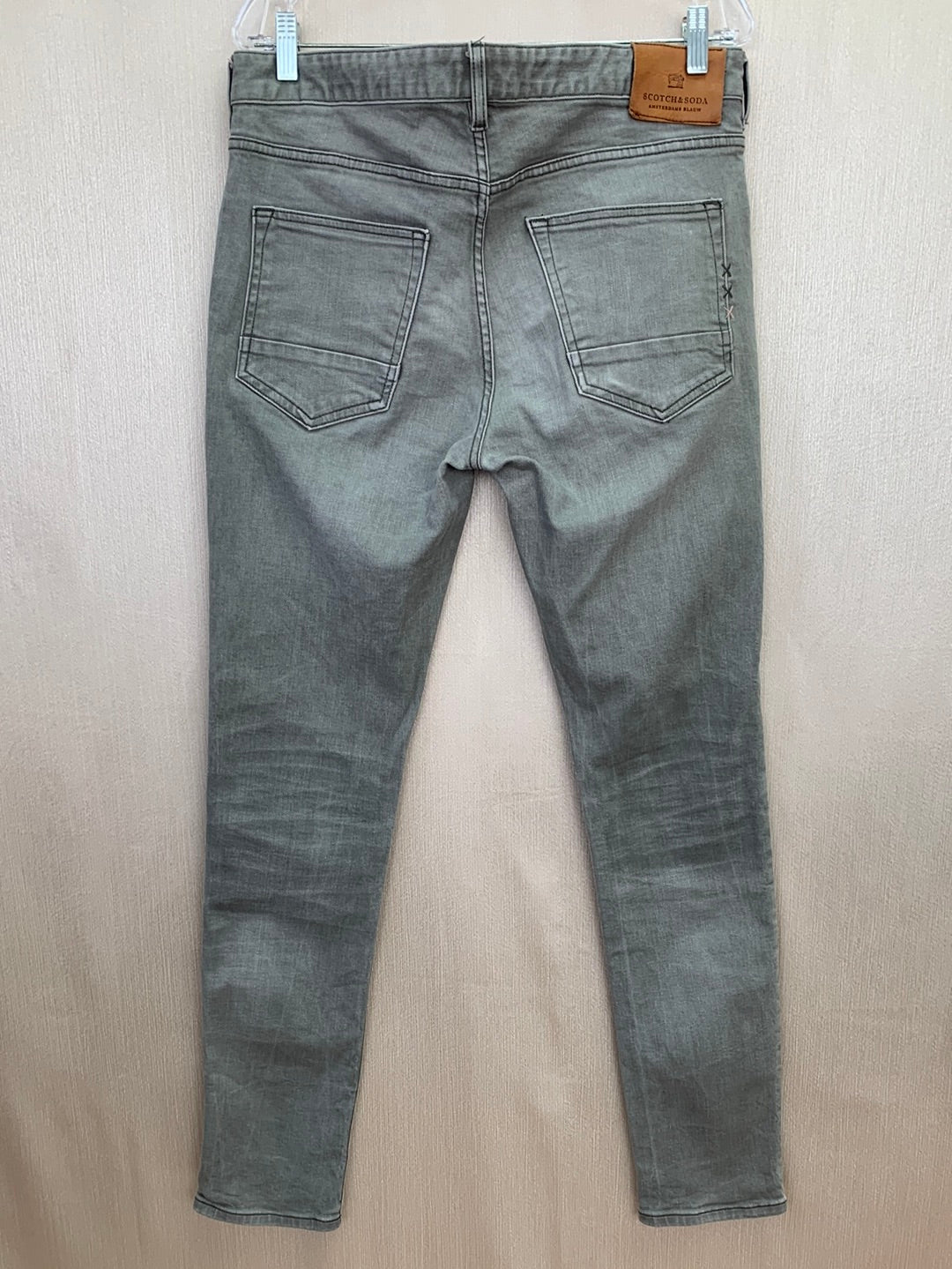 SCOTCH & SODA olive green Skim Slim Fit Garment-Dyed Jeans - W34 L34