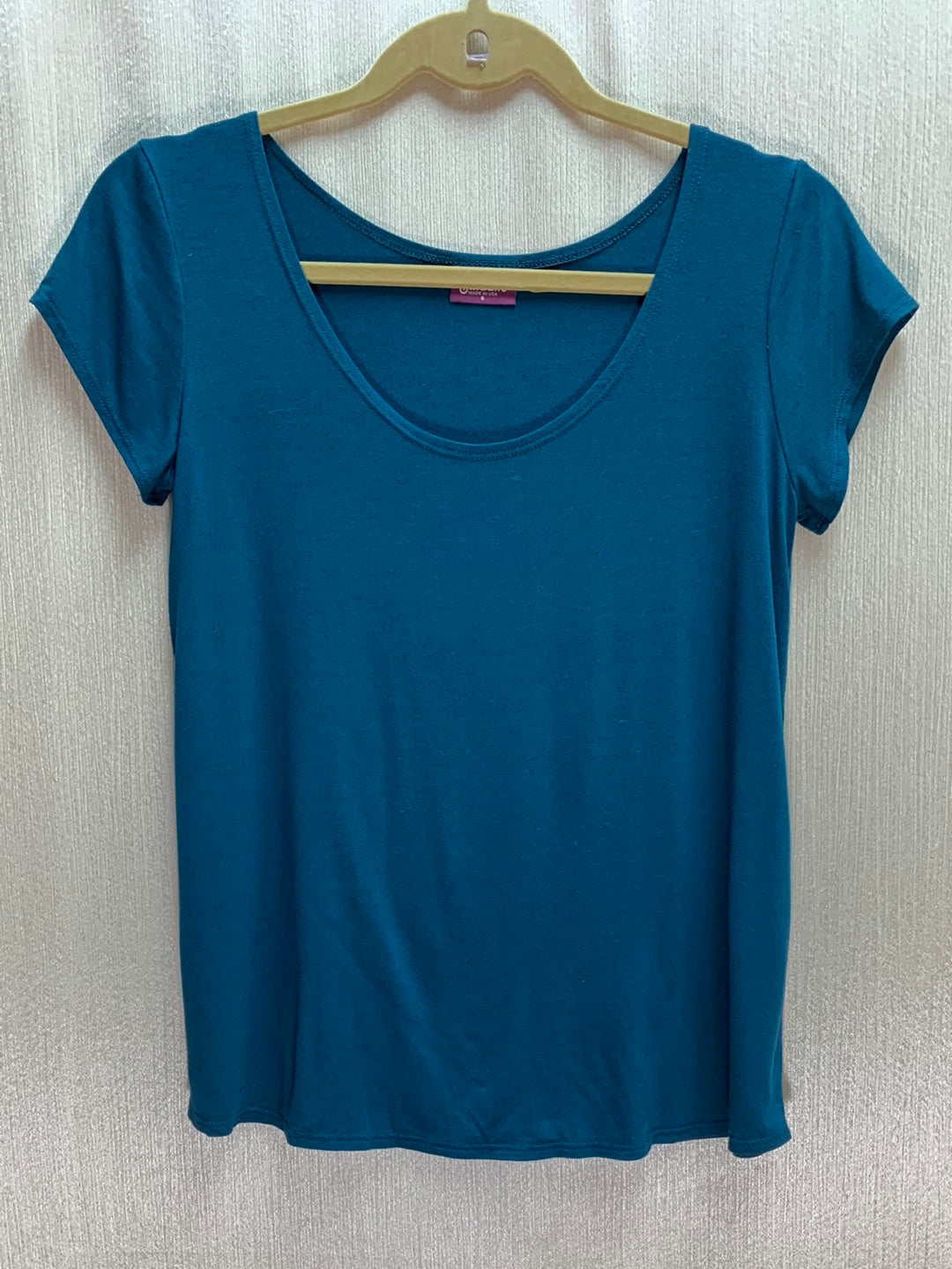 SALAAM marine teal blue Rayon Short Sleeve Cora Tee Shirt - S