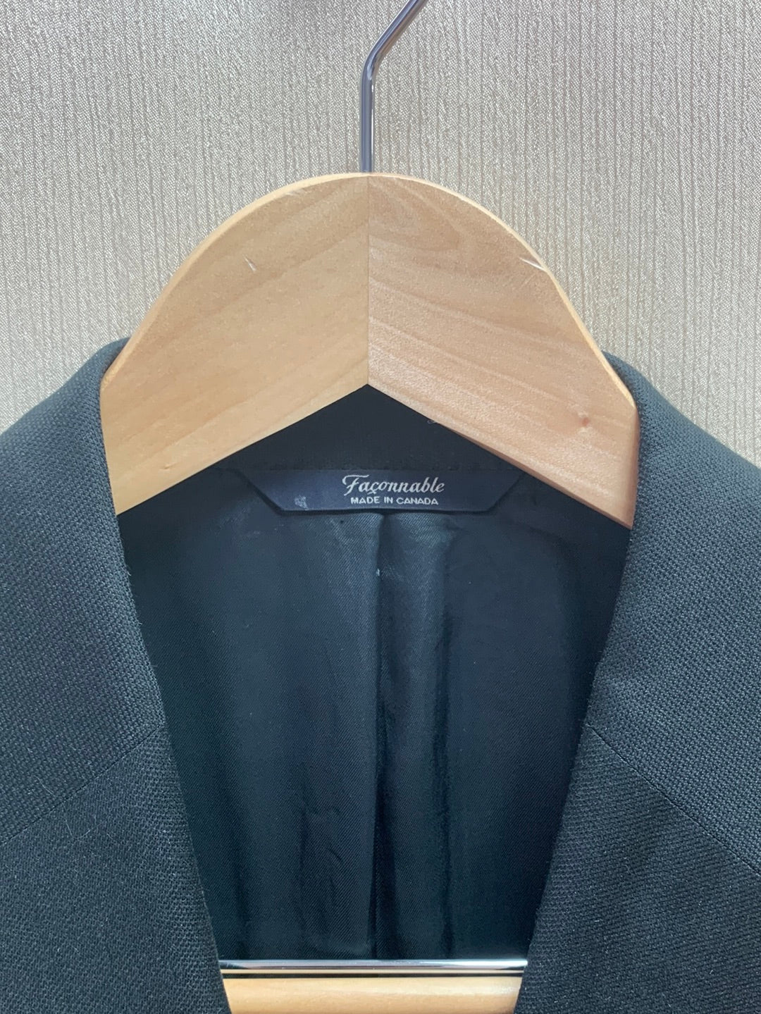 FACONNABLE black Wool Viscose Linen Silk Canada 2 Button Blazer - 42L
