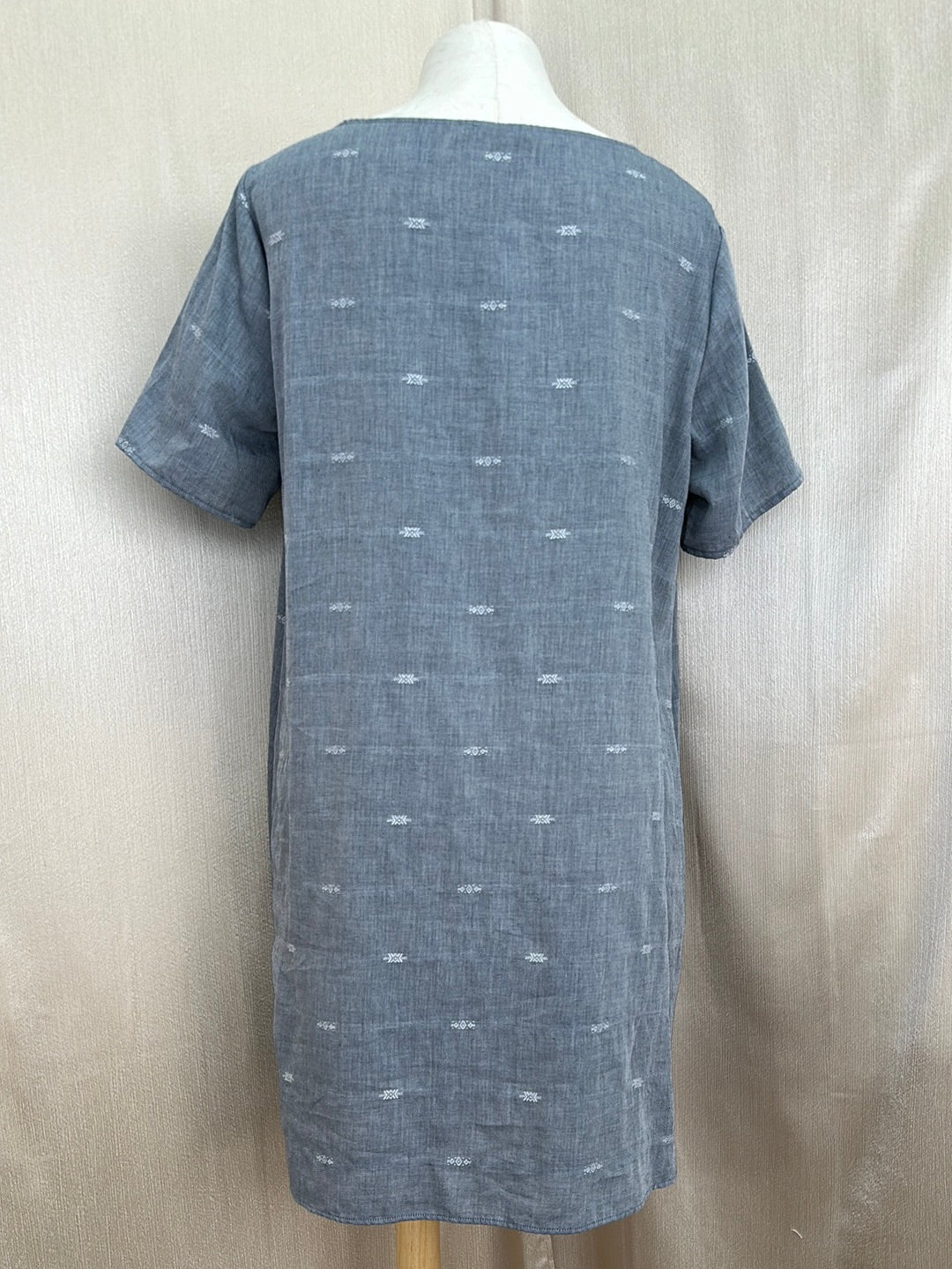 NWT - EILEEN FISHER denim Cotton Nomadic Stripe A Line Boat Neck Dress - 1X