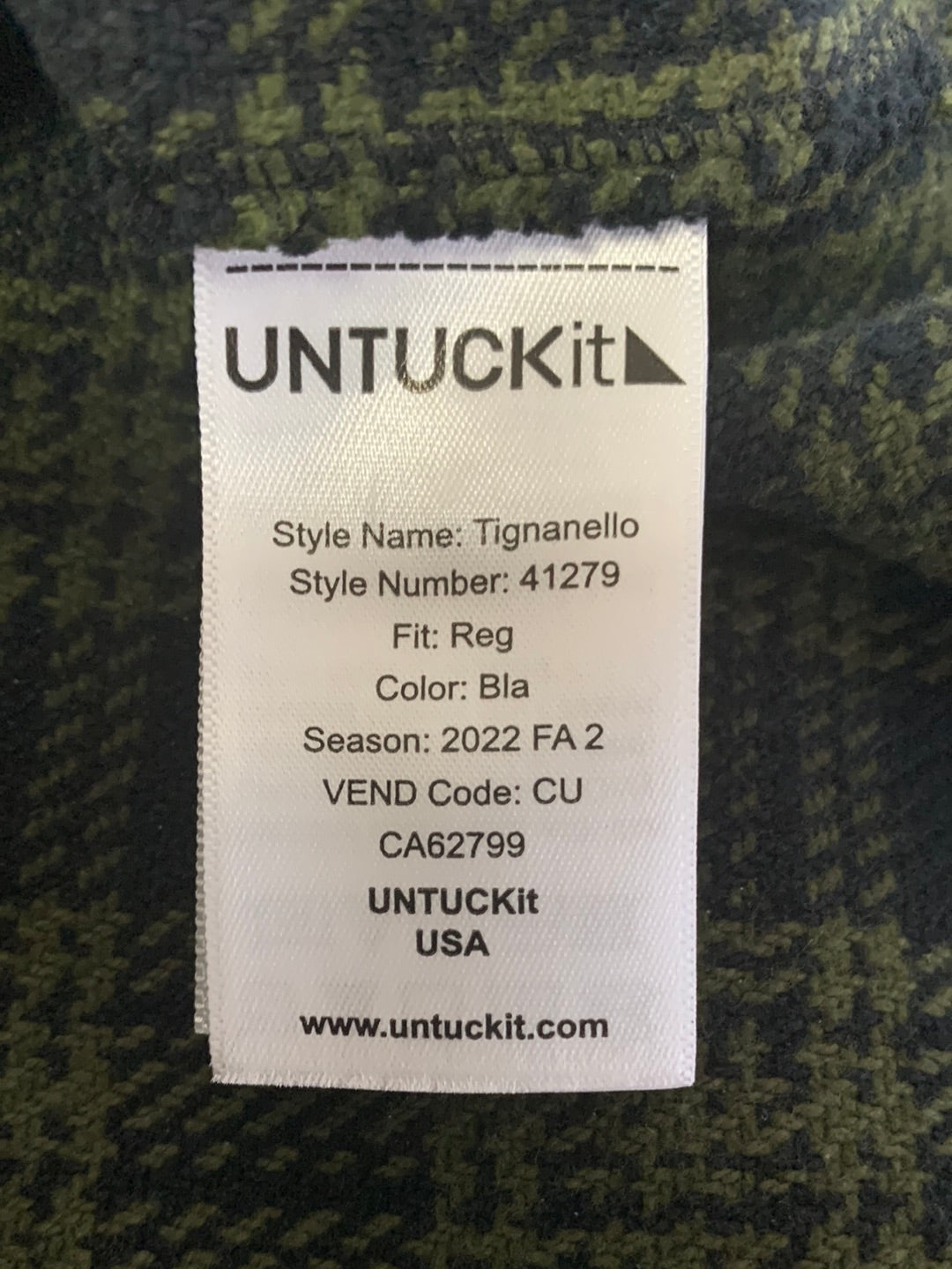 UNTUCKit green black Plaid Tignanello Heavyweight Lux Shirt Jacket - L