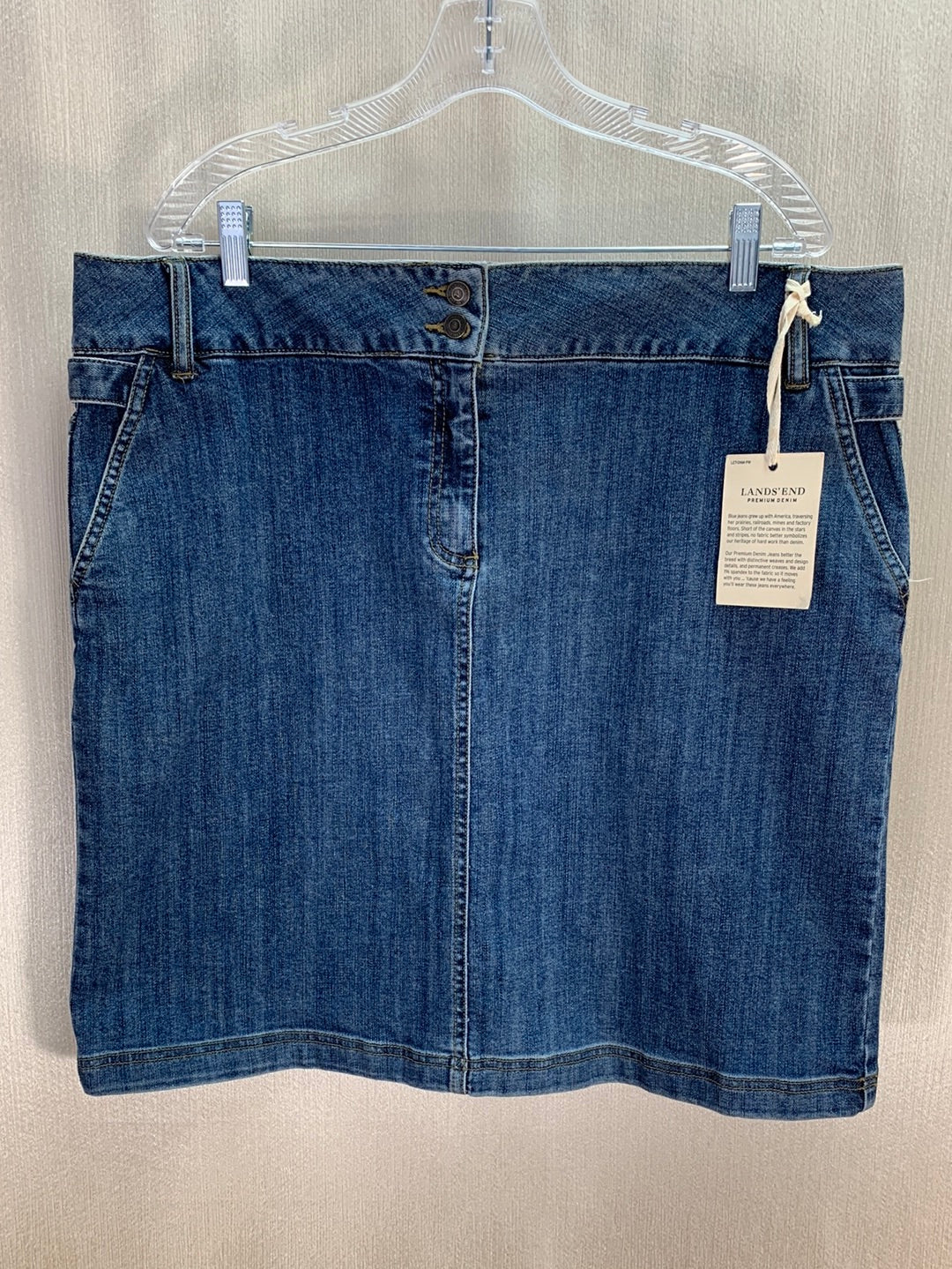 NWT - LANDS' END blue Premium 21.5" Denim Skirt - 18