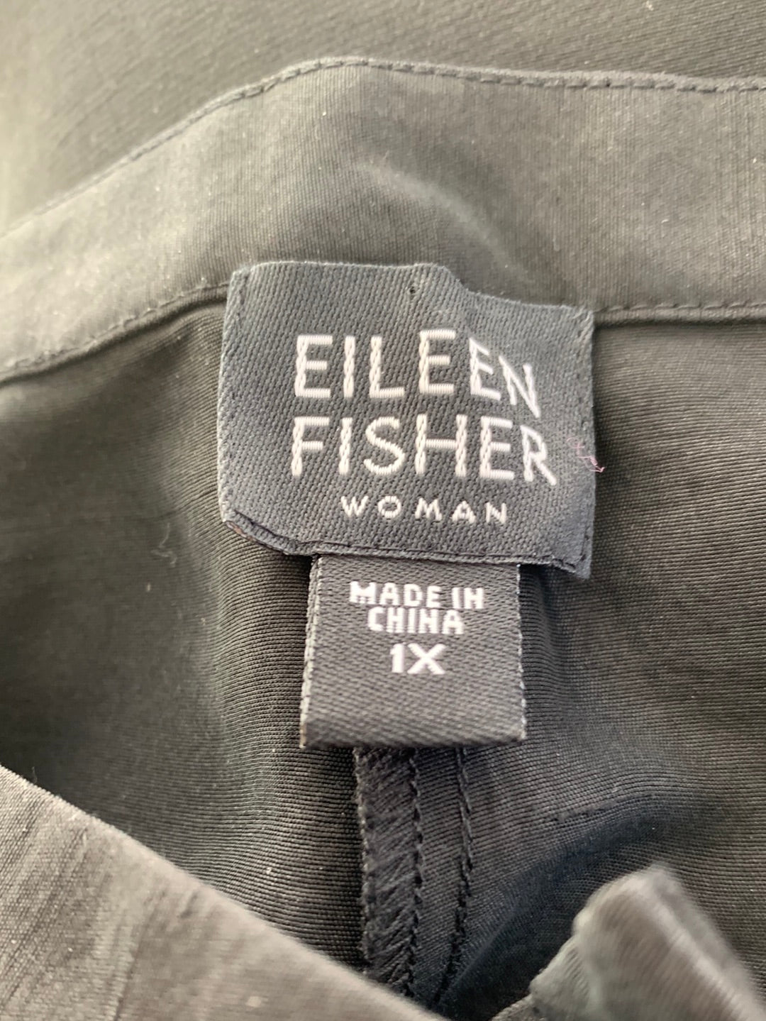 EILEEN FISHER black Washable 100% Silk Dress Pants - 1X